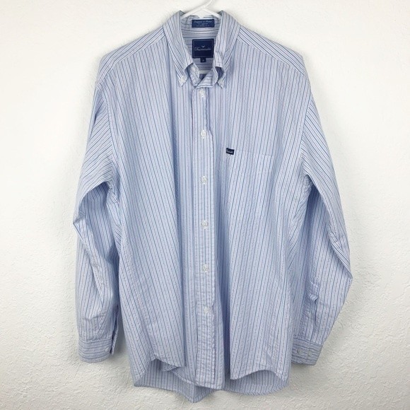 Faconnable Other - Faconnable 100% Cotton Button Down Long Sleeve Shirt Blue White Purple Stripes